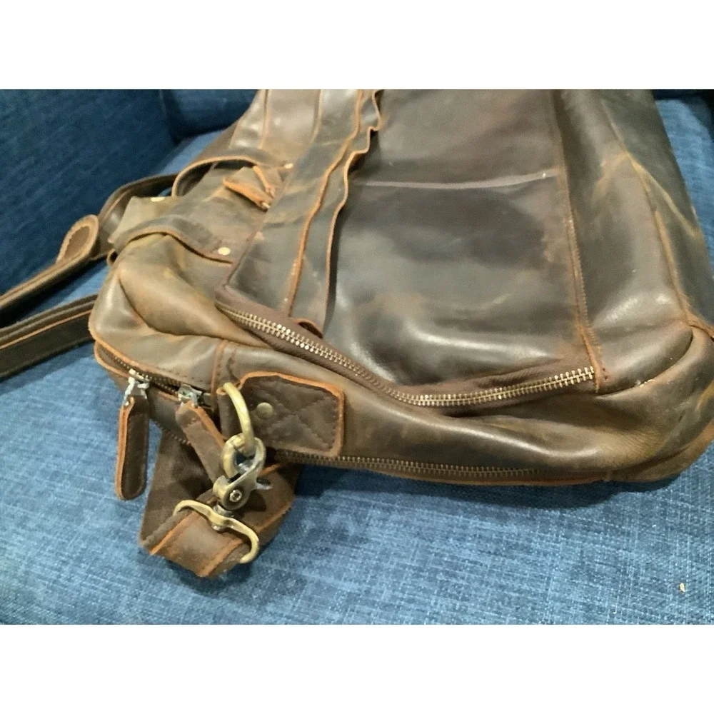 Vintage Genuine Leather Briefcase Men's  Laptop Messenger Bag